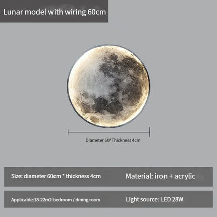 applique murale lune moderne avec intensité variable et télécommande led