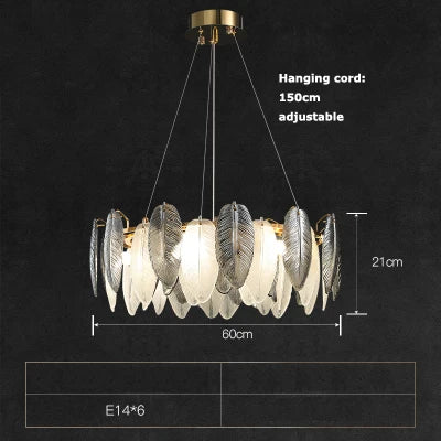Lustre suspension LED art déco en cristal avec plumes blanches et grises — LZ4X9T2