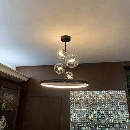 Lustre en verre transparent à bulles avec structure métallique — LZ4X9T2
