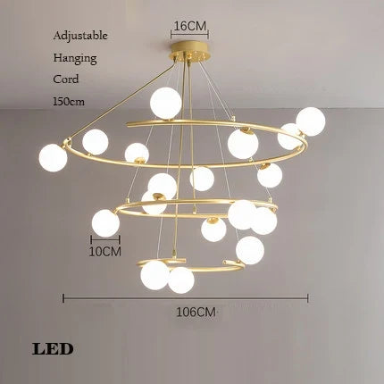 Lustre créatif en fer et verre pour décoration intérieure tendance — LZ4X9T