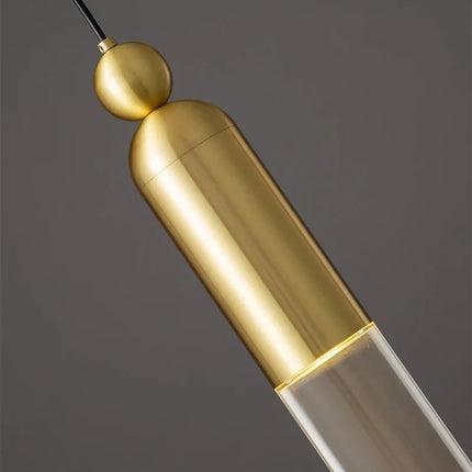 Lustre cylindrique LED en cuivre et acrylique transparent — LZ4T9QX