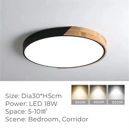 Plafonnier LED rond ultra-fin effet grain de bois — LZ4X9P2Q