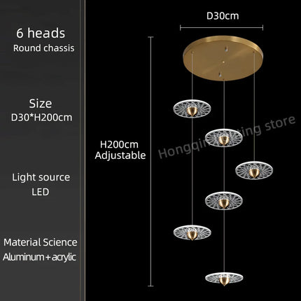 Lustre suspension design nordique simple et élégant pour escalier — LZ4X9T2