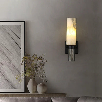 Applique murale luxe en albâtre, cuivre et marbre naturel — LZ4X9P2Q