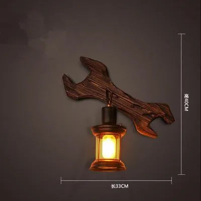 Applique murale LED au style industriel rétro en bois — LZ4X9P2