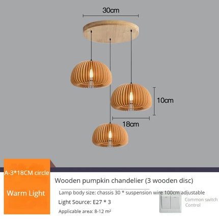 Suspension artisanale en bois forme citrouille pour décoration — LZ4X9T2