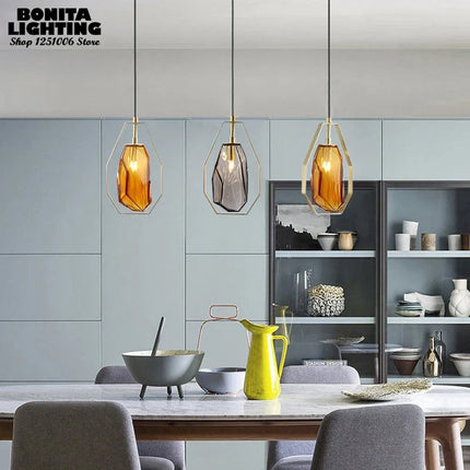 Suspension en cristal avec anneau métallique style nordique élégant — LZ4Q7M2
