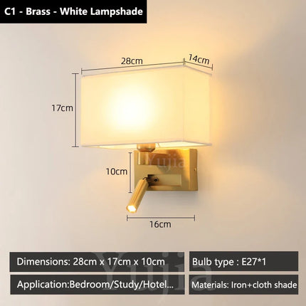 Applique murale avec abat-jour en tissu et spot orientable 360° — LZ4XJ9