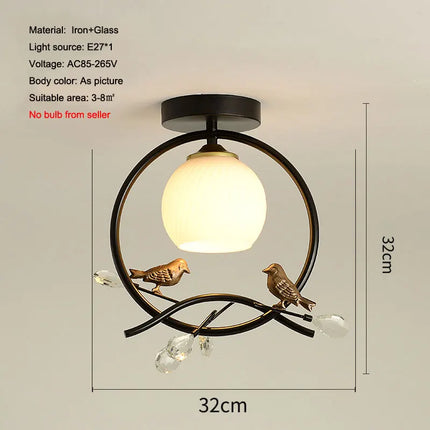 Plafonnier nordique en fer avec décoration oiseau — LZ4X9Q2