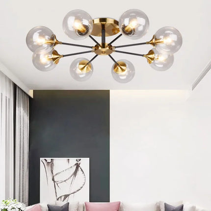 Lustre boule en verre transparent et gris fumé design LED — LZ4X9T1