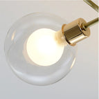 Boule blanche laiteuse / Corps de lampe doré / 9 têtes | Lampe 3 couleurs