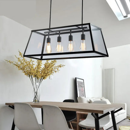 Suspension industrielle vintage en fer et acrylique pour cuisine et bar — LZ4X9M2