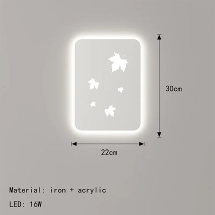 applique murale métallique à intensité variable avec feuilles d'érable