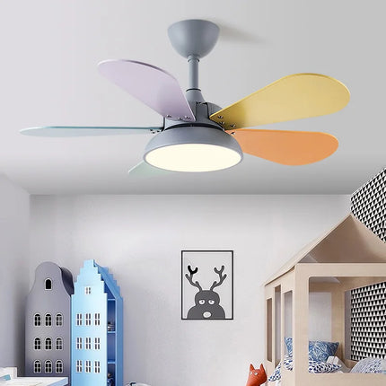 Plafonnier ventilateur LED moderne en bois avec télécommande — LZ4XJ9