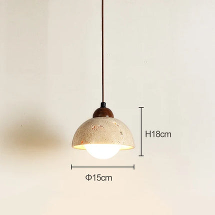 Suspension en travertin jaune style japonais wabi-sabi pour chambre et restaurant — LZ4N7Q2