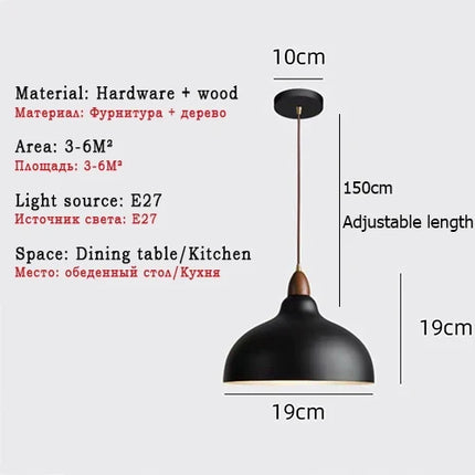 Suspension nordiques lampes suspendues industrielles luminaire d'intérieur pour salon salle à manger cuisine décor noir blanc suspension