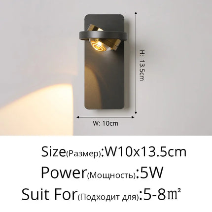 Applique murale LED rotative noire et blanche pour salon et allée — LZ4X9J