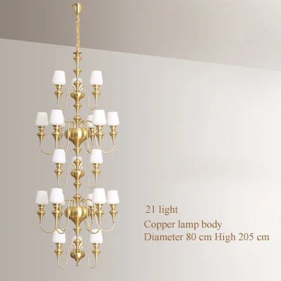 Lustre en cuivre avec abat-jour en verre moderne et élégant — LZ4X9P