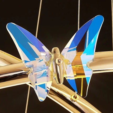 Lustre moderne en forme de papillon avec anneau doré décoratif — LZ7XQ2
