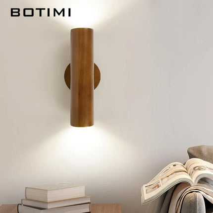 Applique murale nordique en bâton de bois brillant orientable vers le bas — LZ4X9JQ