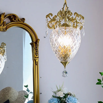 Lustre suspension doré en cristal français motif ananas médiéval — LZ7D9X