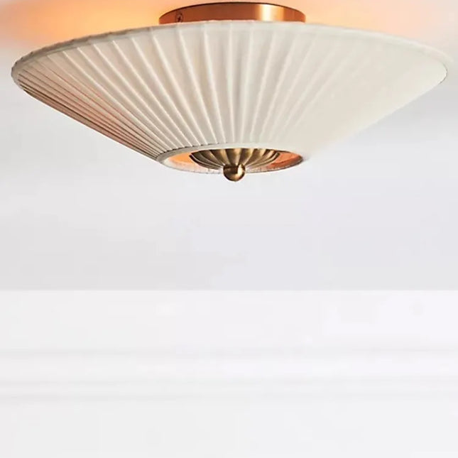plafonnier vintage américain en tissu plissé design décoratif