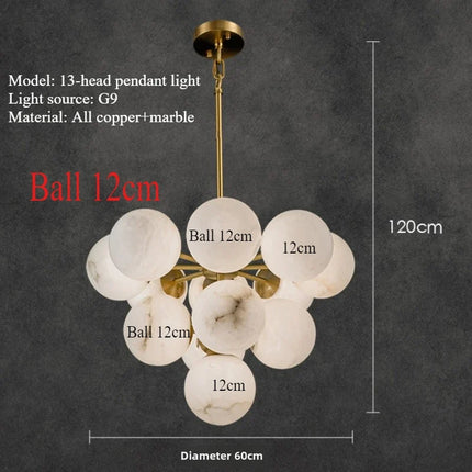 Lustre rond en cuivre minimaliste avec marbre — LZ4X9P2