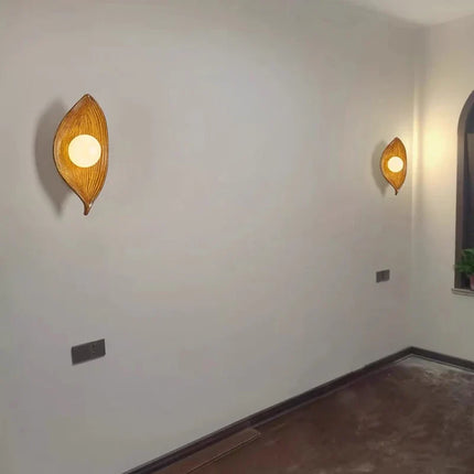 Applique murale en résine et verre forme feuille pour éclairage d'allée — LZ4X9T2