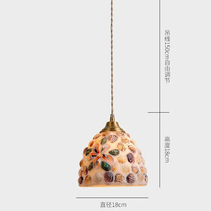 Suspension Tiffany en verre coquille LED style méditerranéen — LZ4X9P2N