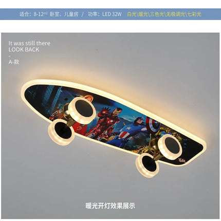 Plafonnier à intensité variable motif skateboard pour chambre enfant — LZ4X9T