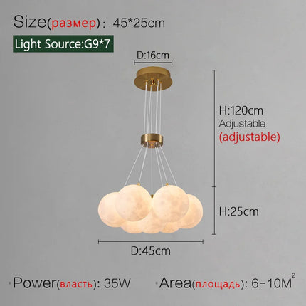 Lustre suspension nordique design planète lune avec bulles décoratives — LZ4XJ9