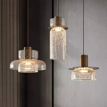 Lustre en verre craquelé au design rétro minimaliste pour intérieur moderne — LZ4D7XQ