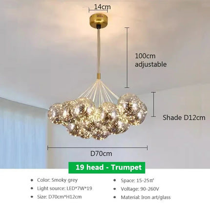 Lustre suspension moderne à boules blanches LED pour salon et salle à manger — LZ4X9Q