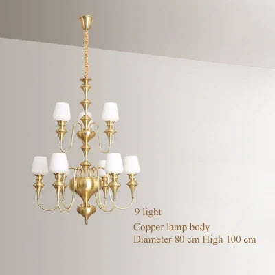 Lustre en cuivre avec abat-jour en verre moderne et élégant — LZ4X9P