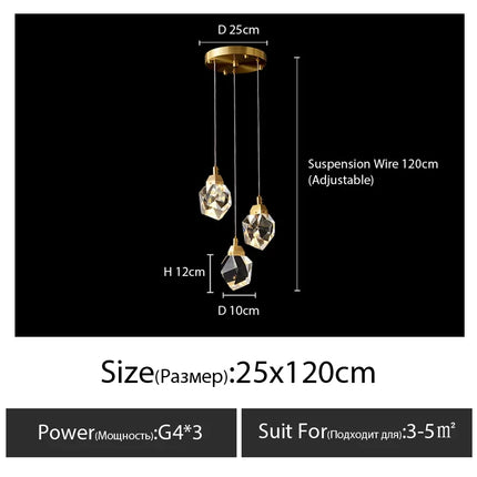 Lustre en cristal diamanté de luxe pour grand salon et escalier — LZ4X9P