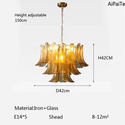 AiPaiTe lustre en verre LED scandinave pour salon salle à manger chambre lustre en verre ambre vintage américain