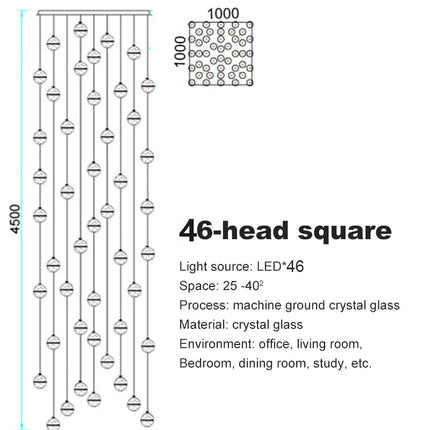 lustre en cristal moderne avec boule tournante led suspendue