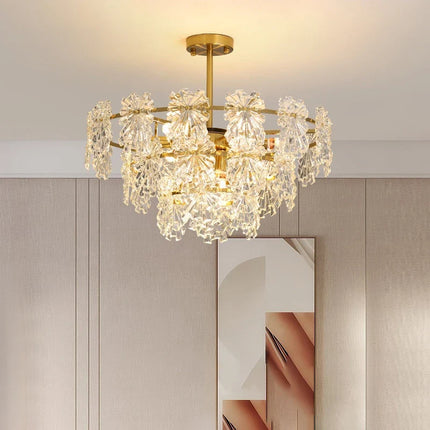 Lustre suspension moderne en cristal orné de fleurs — LZ4X9T
