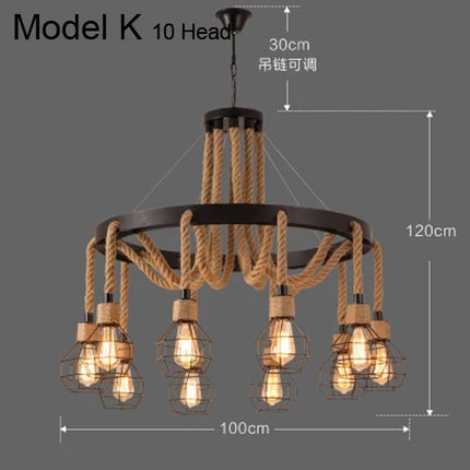 Suspension industrielle rustique avec corde pour intérieur — LZ7D4X