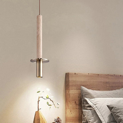 Suspension cylindrique en marbre et métal doré pour intérieur moderne — LZ4X9T2