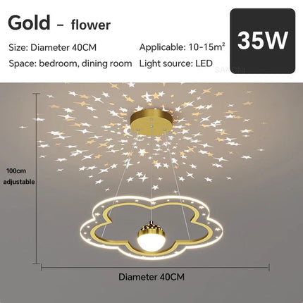 Lustre LED moderne nuage et fleur effet ciel étoilé intérieur — LZ4X9P2Q