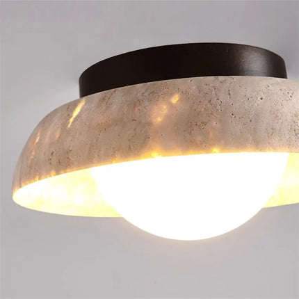 Plafonnier rond en travertin jaune naturel style nordique — LZ4X9JQ