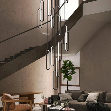 Lustre ovale LED minimaliste pour duplex et penthouse hôtelier — LZ4Q9X2