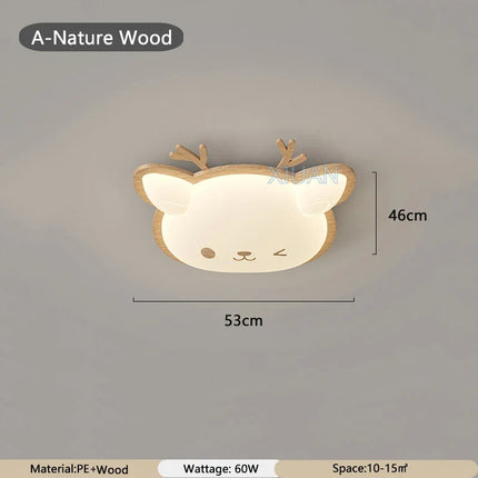 Plafonnier LED nordique en bois massif avec motifs cerf et élan — LZ4X9T2
