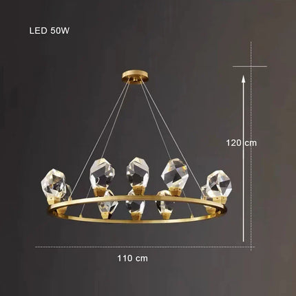 Lustre LED en laiton et cristal doré pour décoration intérieure — LZ4G7M2