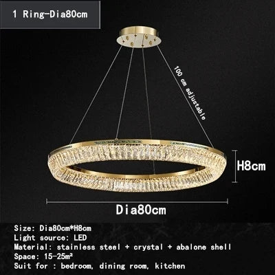 Lustre intérieur en cristal et cuivre à trois couches — LZ4X9P2