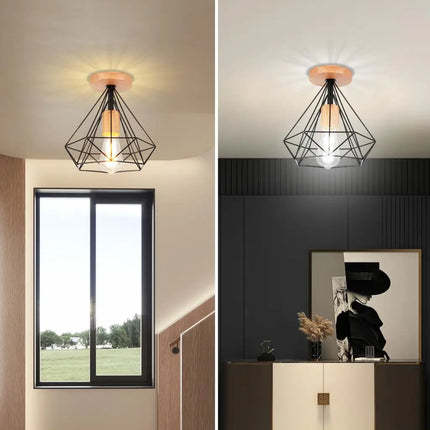 Plafonnier LED style industriel avec cage en métal vintage — LZ4T9Q2N