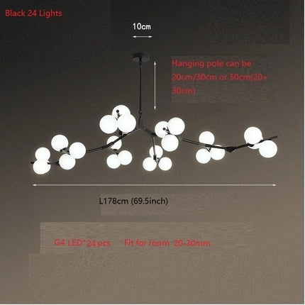 Lustre en verre avec branches et boules lumineuses décoratives — LZ4X9P