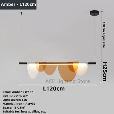 Lustre nordique moderne en acrylique avec verre coloré LED — LZ4P9XQ
