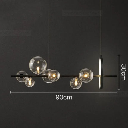 Lustre en verre transparent à bulles avec structure métallique — LZ4X9T2